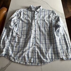 Johnnie O Shirt Mens XL Blue Plaid Cotton Blend Button Up Long Sleeve Shirt EUC